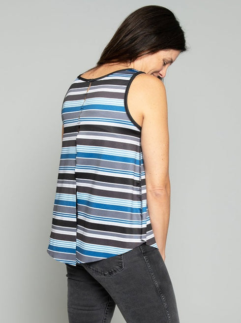 The Tie Back Tank - Black Stripe / Black